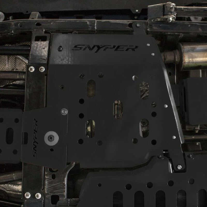 Westin/Snyper 07-17 Jeep Wrangler Transfer Case Skid Plate - Textured Black - Back View