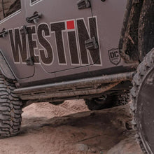Load image into Gallery viewer, Westin/Snyper 07-17 Jeep Wrangler Unlimited Triple Tube Rock Rail Steps - Textured Black - Installation View