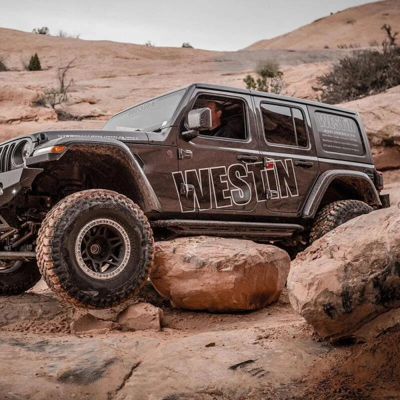 Westin/Snyper 2018+ Jeep Wrangler JL Unlimited 4DR Triple Tube Rock Rail Steps - Textured Black - Side View