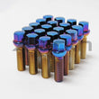 Load image into Gallery viewer, Wheel Mate Mevius Lug Bolt Set of 20 - Blue Neon 12x1.50 40mm Ball 14mm RAD - Side View