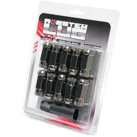 Wheel Mate Monster Locking Lug Nut Set of 4 - Black Chrome 14x1.50 - Side View