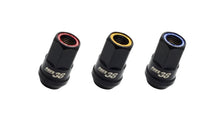 Load image into Gallery viewer, Wheel Mate Muteki HR38 Open End Lug Nuts 12x1.25 Black Chrome / Yellow Ring - Main Product View