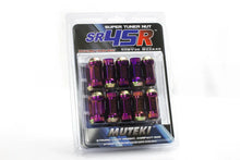 Load image into Gallery viewer, Wheel Mate Muteki HR38 Open End Lug Nuts 12x1.50 Black Chrome / Yellow Ring - Side View