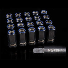 Load image into Gallery viewer, Wheel Mate Muteki HR50 Open End Lug Nuts - Black w/ Blue Ring 14x1.50