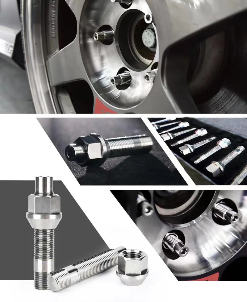 Wheel Mate Titanium Wheel Stud Conversion (Raw Ti) - M14x1.25 to M14x1.5 - 74mm - 60deg Lug Nut - Additional View 5