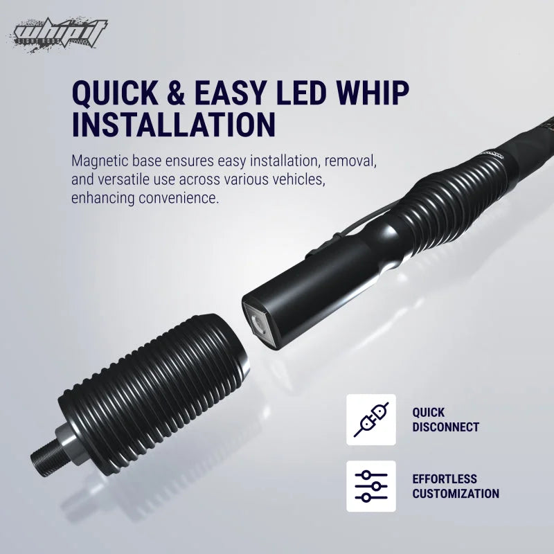 Whip It 3Ft Magnet Base w/ Spring Set - Side View