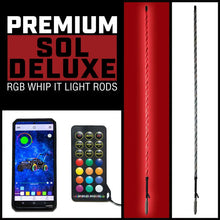 Load image into Gallery viewer, Whip It 5Ft Blk Bt Rgb Chase Light Rod - Side View