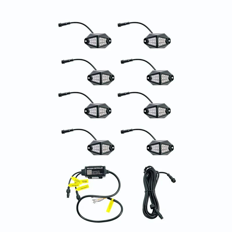 Whip It Led Rock Light 8 Pod - Side View