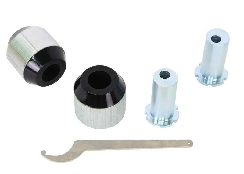 Whiteline 18-23 Kia Stinger Front Control Arm Lower Bushing Kit Double Offset - Side View