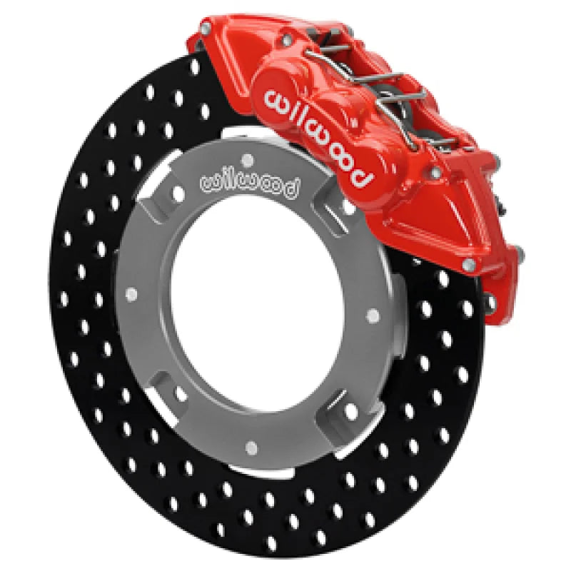 Wilwood 17-21 Can-Am X3RS Red 6-Piston Front Kit 11.25in - Drilled Rotors - Side View