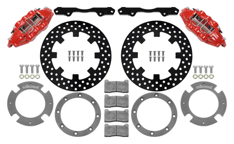 Wilwood 17-21 Can-Am X3RS Red 6-Piston Rear Kit 11.25in - Drilled Rotors - Side View