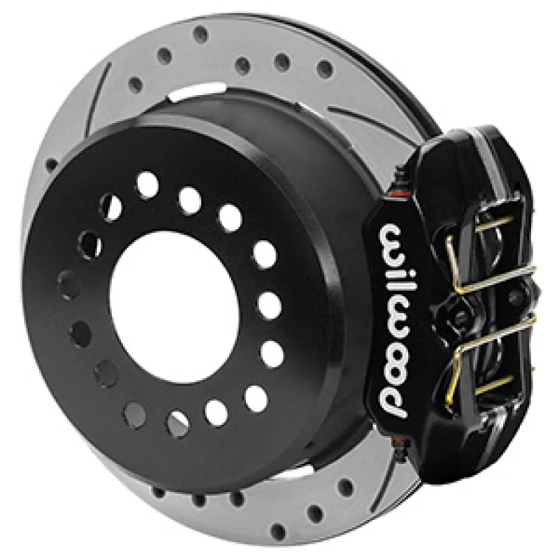 Wilwood 7-5/8in Rear Axle Dynapro Disc Brake Kit 11in Drilled/Slotted Rotor -Black Caliper fits Chevrolet