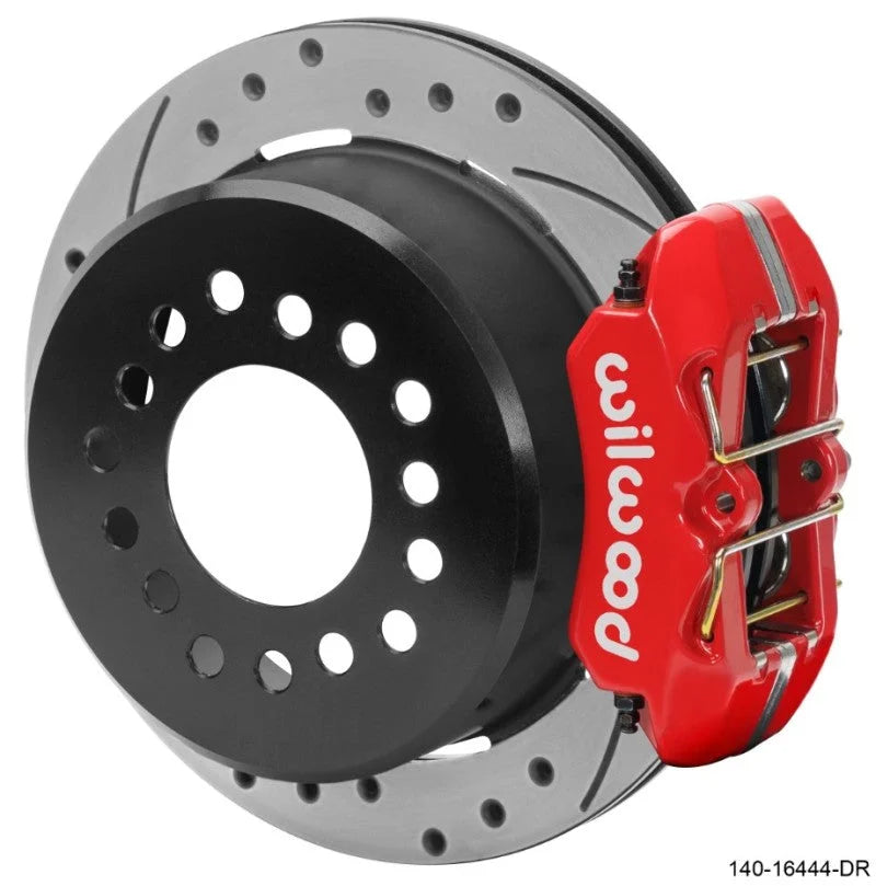 Wilwood 7-5/8in Rear Axle Dynapro Disc Brake Kit 11in Drilled/Slotted Rotor -Red Caliper fits Chevrolet