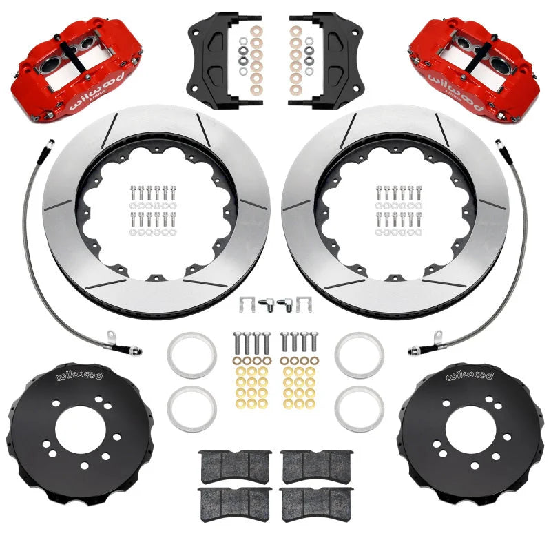 Wilwood 89-98 Nissan 240SX/89-94 Skyline/90-96 300ZX Superlite 6R Front BBK w/ 14in D/S Rotors - Red - Side View