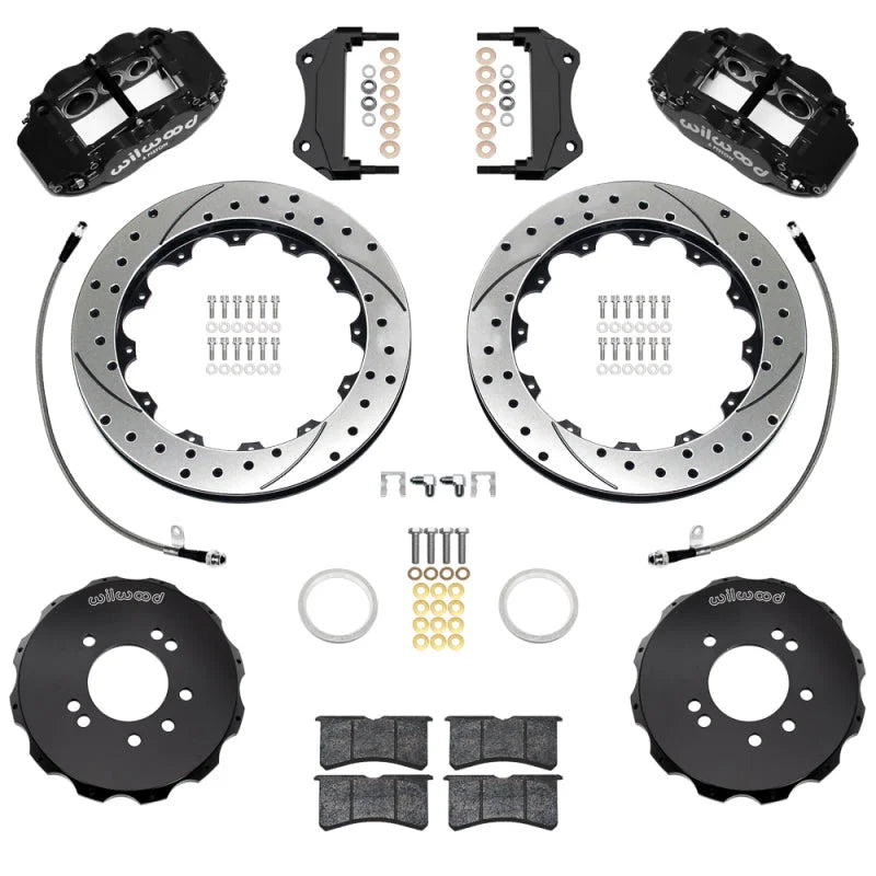Wilwood 95-98 Nissan Skyline Superlite 6R Front BBK w/ 12.88in D/S Rotors & Flexlines - Black