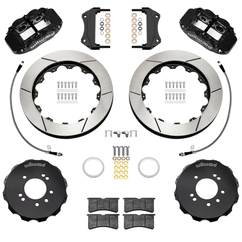 Wilwood 95-98 Nissan Skyline Superlite 6R Front BBK w/ 12.88in Slotted Rotors & Flexlines - Black