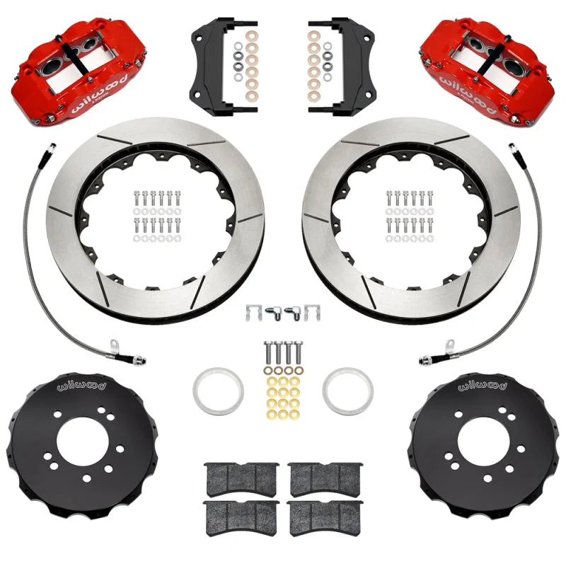 Wilwood 95-98 Nissan Skyline Superlite 6R Front BBK w/ 12.88in Slotted Rotors & Flexlines - Red
