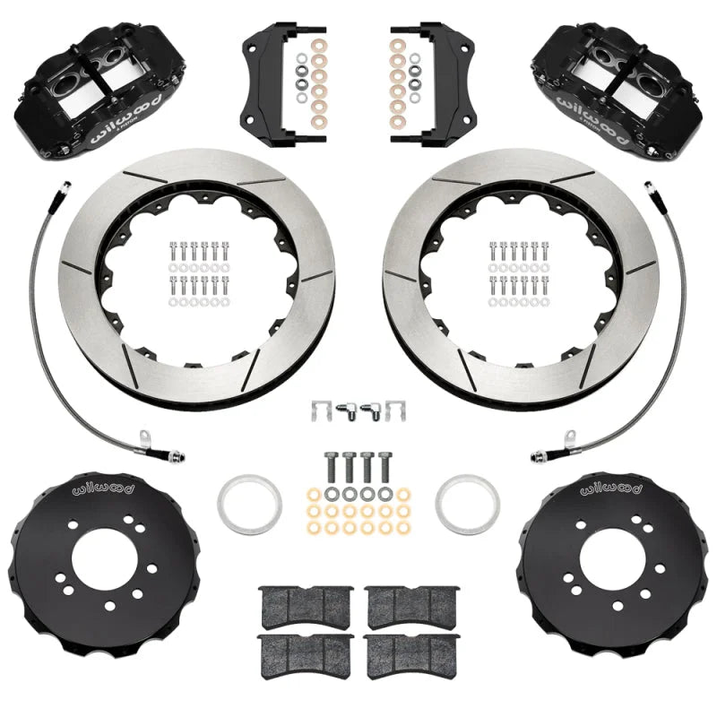 Wilwood 99-02 Nissan Skyline Superlite 6R Front BBK w/ 12.88in Slotted Rotors & Flexlines - Black