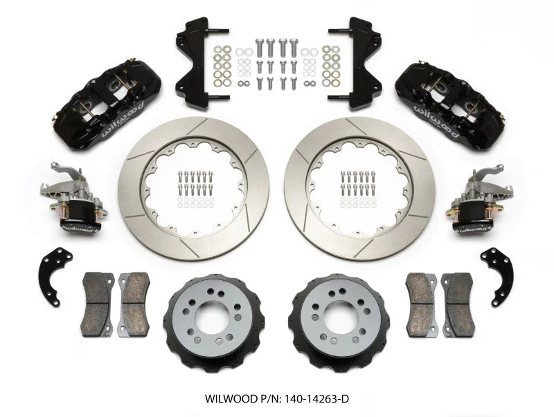 Wilwood AERO4 / MC4 Rear Kit 14.00 Currie Pro-Tour Unit Bearing Floater - Side View