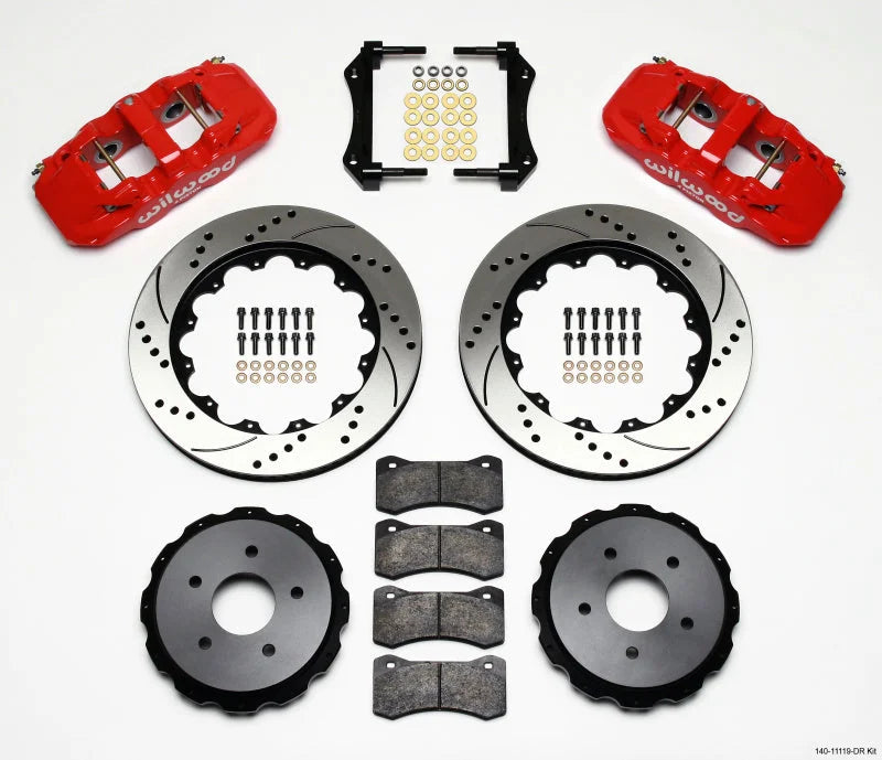 Wilwood AERO4 Rear Kit 14.00in Drilled Red fits 2004-2008 Cadillac XLR / 2006-2009 Cadillac XLR V / 1997-2013 Chevrolet Co...