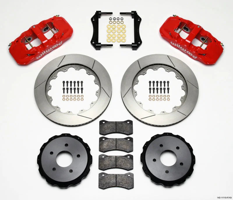 Wilwood AERO4 Rear Kit 14.00in Red fits 2004-2008 Cadillac XLR / 2006-2009 Cadillac XLR V / 1997-2013 Chevrolet Corvette