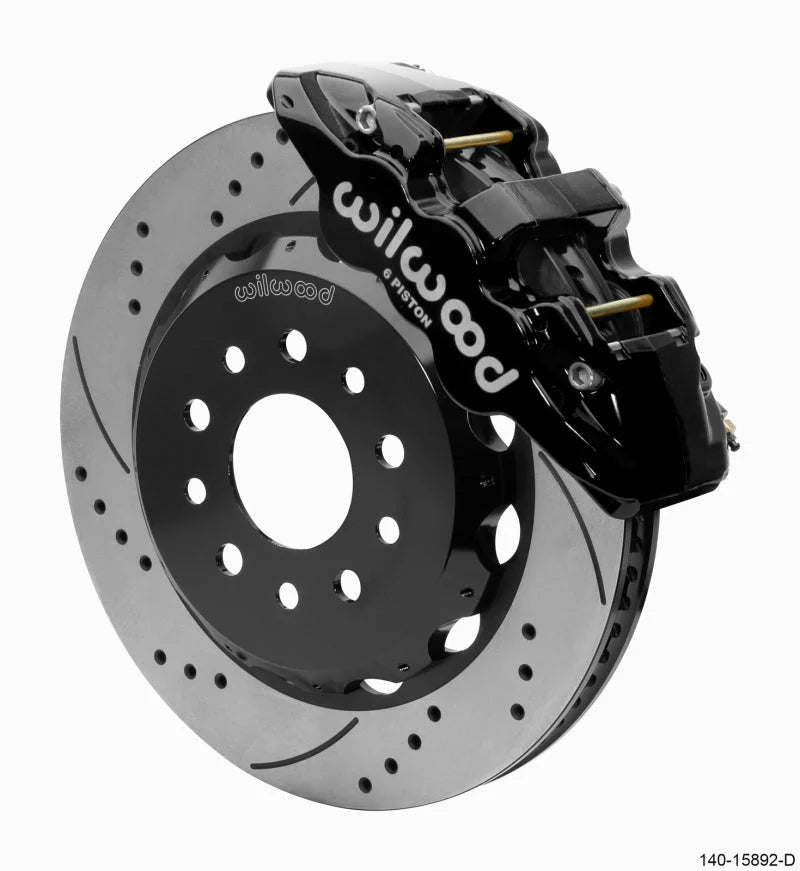 Wilwood AERO6 Front Hat Kit 14.00 Black SRP w/Lines fits 2018-2025 Jeep JL