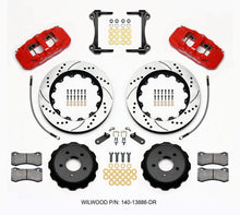 Load image into Gallery viewer, Wilwood AERO6 Front Hat Kit 14.00 Drilled Red w/Lines fits 2016-2017 Ford Mustang ECOBOOST / 2015-2017 Ford Mustang GT