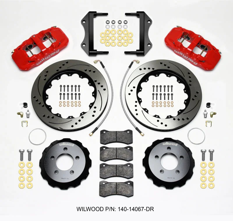 Wilwood AERO6 Front Hat Kit 14.25 Drilled Red w/Lines fits 2012-2014 Chrysler 300 / 2012-2015 Chrysler 300 C / 2012-2015 D...