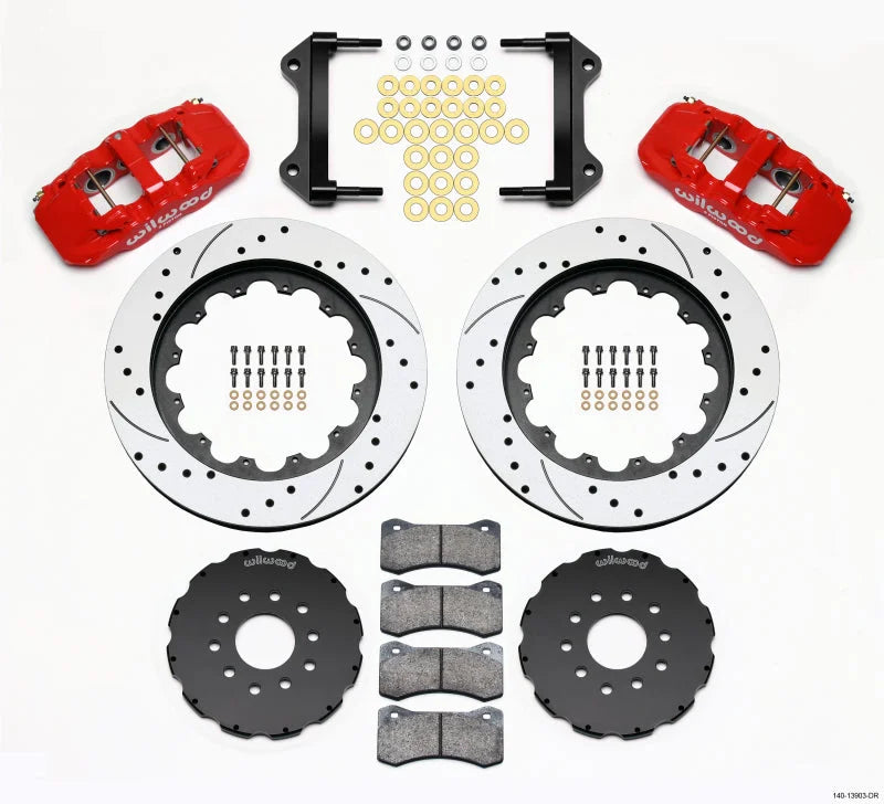 Wilwood AERO6 Front Hat Kit 15.00 Drilled Red fits 1997-2013 Chevrolet Corvette / 2004-2008 Cadillac XLR / 2008 2009 Cadil...