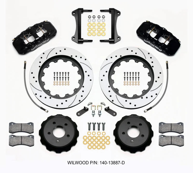 Wilwood AERO6 Front Hat Kit 15.00 Drilled w/Lines fits 2016-2017 Ford Mustang ECOBOOST / 2015-2017 Ford Mustang GT