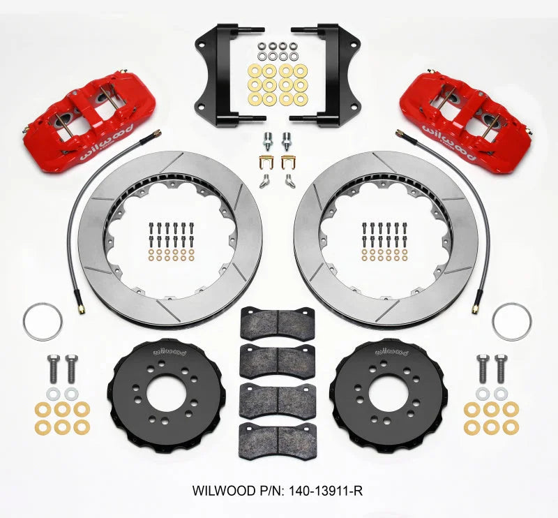 Wilwood AERO6 Front Hat Kit 15.00 Red w/Lines fits 2014-2016 Chevrolet Corvette Stingray C7 / 2015-2016 Chevrolet Corvette...