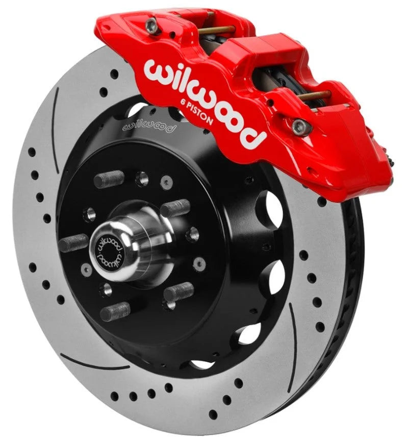 Wilwood AERO6 Frt BBK 14in D/S Rtr Red Calipers Use w/ Pro Drop Spindle fits 1970-1981 F-Body / 1975-1979 A-Body / 1975-19...