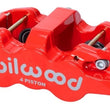 Load image into Gallery viewer, Wilwood Caliper - Aero4-DS Forged Four-Piston Caliper Black 1.12in Piston 1.10in Rotor - Red