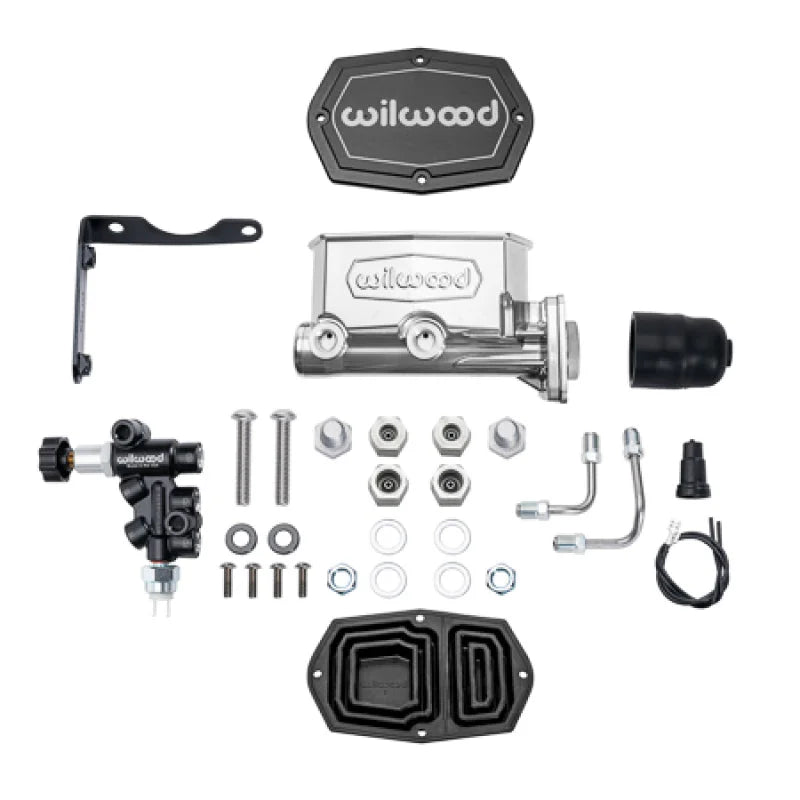 Wilwood Compact Tandem M/C Kit w/ P-Valve 1in Bore - Chrome Powdercoat fits Mopar