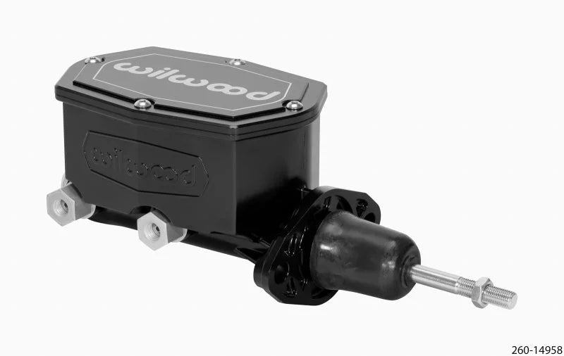 Wilwood Compact Tandem Master Cylinder - 15/16in Bore - w/Pushrod (Black) - Side View