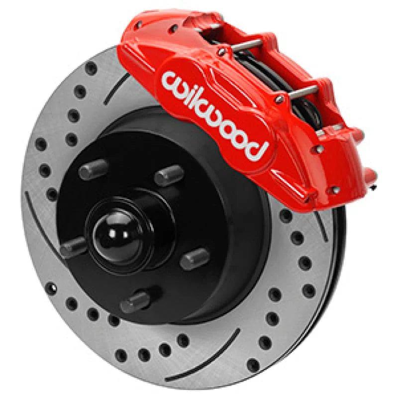 Wilwood D11 11.29 in. Brake Kit w/ Flex Lines - Drilled Rotors (Red) fits 1965-1967 Ford Mustang