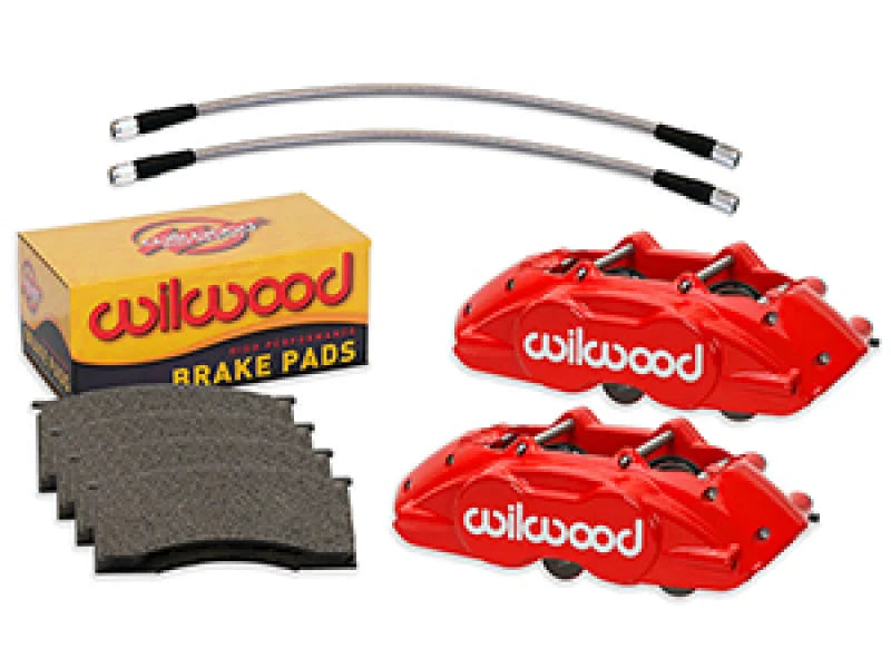 Wilwood D11 Calipers w/Pads and Lines - Red fits 1965-1967 Ford Mustang