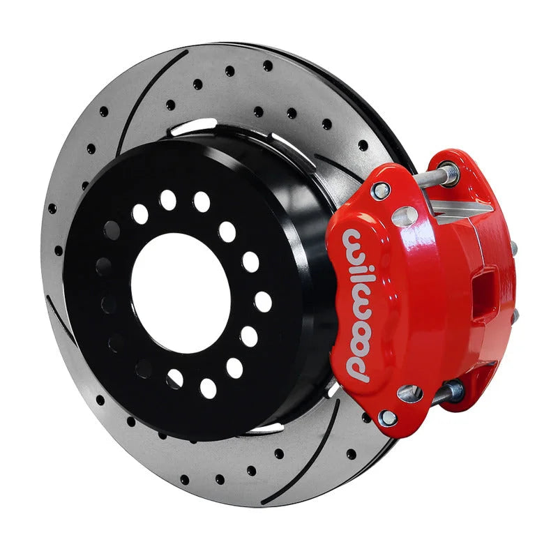 Wilwood D154 P/S P-B Kit Drilled-Red 2.50in Off w/Snap Ring Bearing fits Mopar / Dana