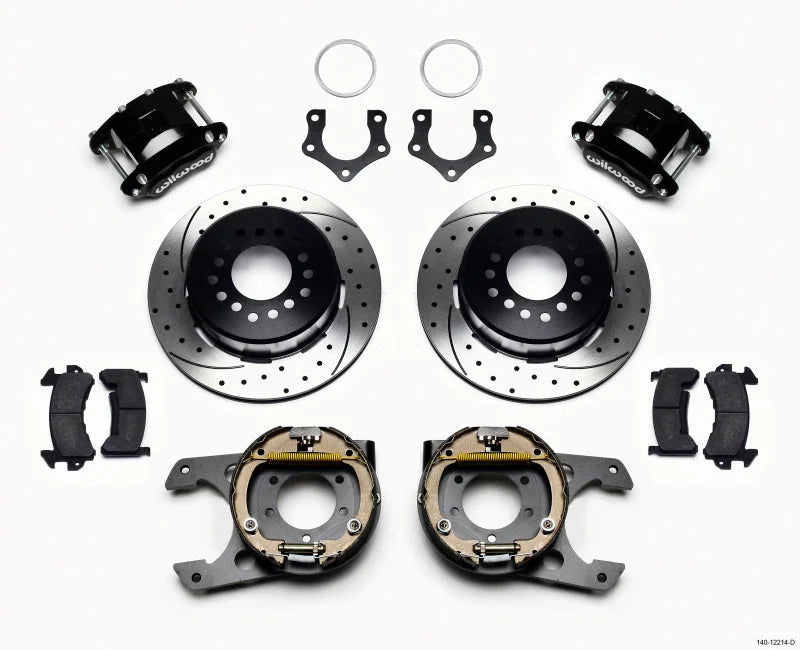 Wilwood D154 P/S Park Brake Kit Drilled 2.36in Off w/Snap Ring Bearing fits Mopar / Dana