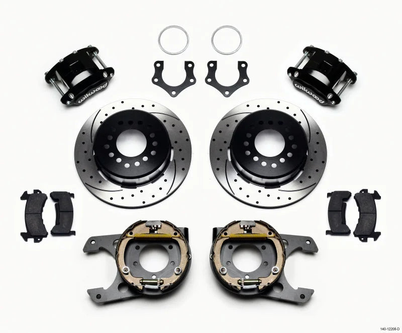 Wilwood D154 P/S Park Brake Kit Drilled 2.50in Off w/Snap Ring Bearing fits Mopar / Dana