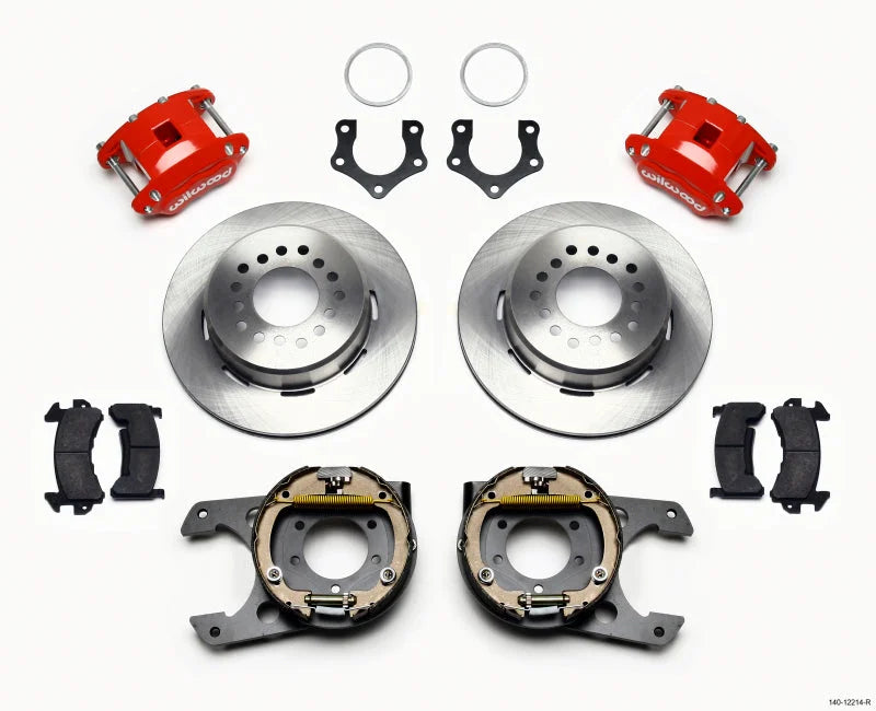 Wilwood D154 P/S Park Brake Kit Red 2.36in Off w/Snap Ring Bearing fits Mopar / Dana
