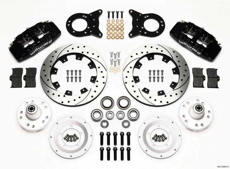 Wilwood Dynapro 6 Front Hub Kit 12.19in Drilled Disc & Drum Spindle fits 1970-1974 Ford Maverick / 1970-1973 Ford Mustang ...