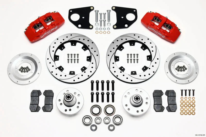 Wilwood Dynapro 6 Front Hub Kit 12.19in Drilled Red CDP B & E Body-Drum fits 1970-1972 Dodge Challenger / 1970-1971 Dodge ...