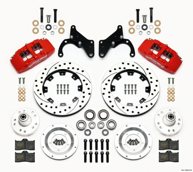 Wilwood Dynapro 6 Front Hub Kit 12.19in Drilled Red 69-70 Impala Drum/Disc 69-82 Vette