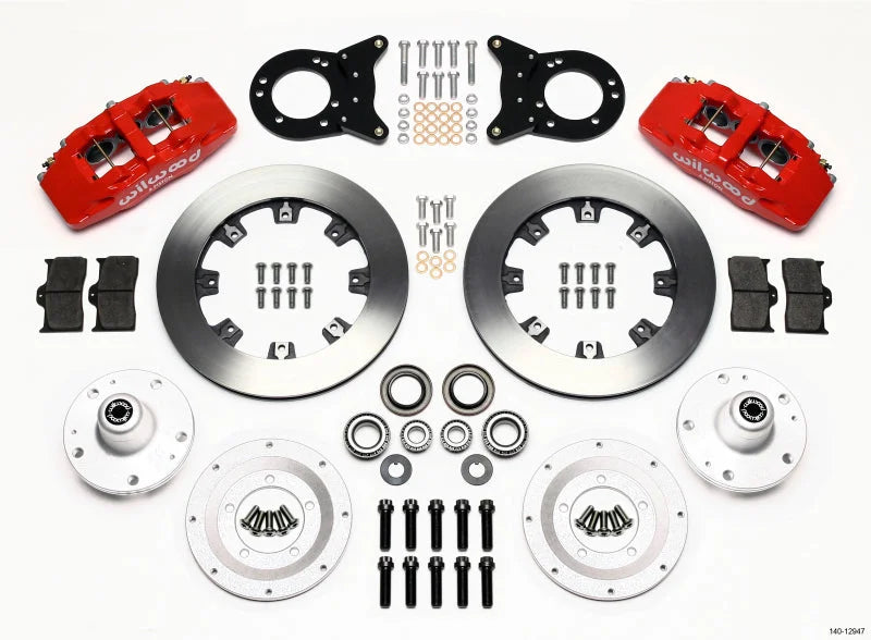 Wilwood Dynapro 6 Front Hub Kit 12.19in Red Disc & Drum Spindle fits 1970 Ford Maverick / 1965-1969 Ford Mustang / 1969 Fo...