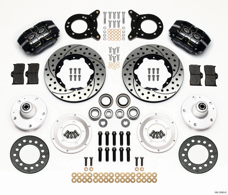 Wilwood Dynapro Dust-Boot Front Kit 11.00in Drilled Disc & Drum Spindle fits 1970 Ford Maverick / 1965-1969 Ford Mustang /...