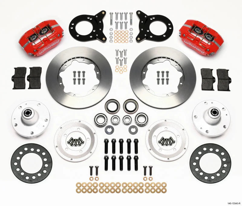 Wilwood Dynapro Dust-Boot Front Kit 11.00in Red Disc & Drum Spindle fits 1970 Ford Maverick / 1965-1969 Ford Mustang / 196...