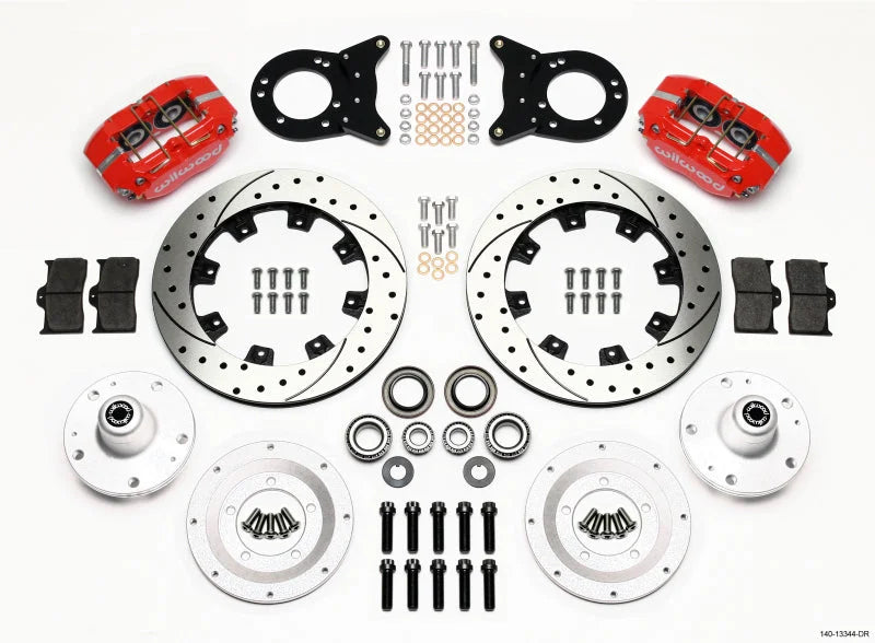 Wilwood Dynapro Dust-Boot Front Kit 12.19in Drill Red Disc & Drum Spindle fits 1970 Ford Maverick / 1965-1969 Ford Mustang...
