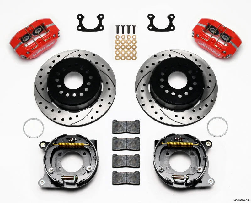 Wilwood Dynapro Dust-Boot P/S Park Brake Kit Drilled Red Small 2.50in Offset fits Ford
