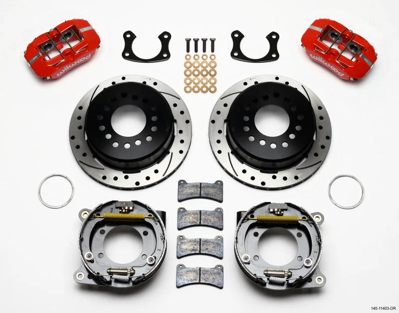 Wilwood Dynapro Low-Profile 11.00in P-Brake Kit Drill-Red 2.50in Offset fits Ford